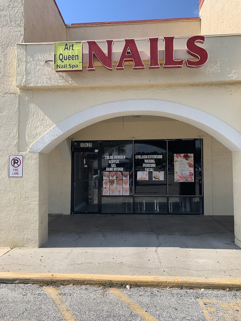 Nail art display in a bright salon setting.